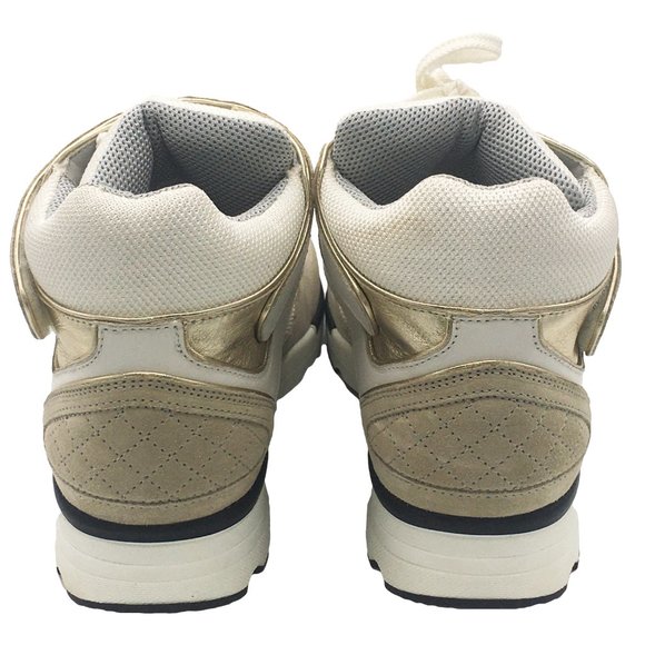 Chanel Beige High-Top CC Sneakers Trainers Suede Calfskin  - Size 10.5 - Picture 5 of 6